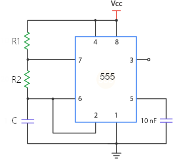 Circuito astável com CI 555